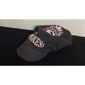 Disney Princess Pink Embroidered Bejeweled and Distressed Women's Hat Cap